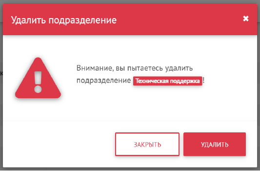 Удаления подразделения